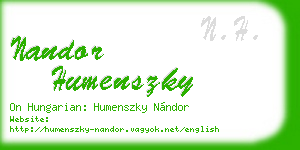 nandor humenszky business card