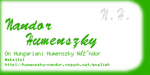 nandor humenszky business card